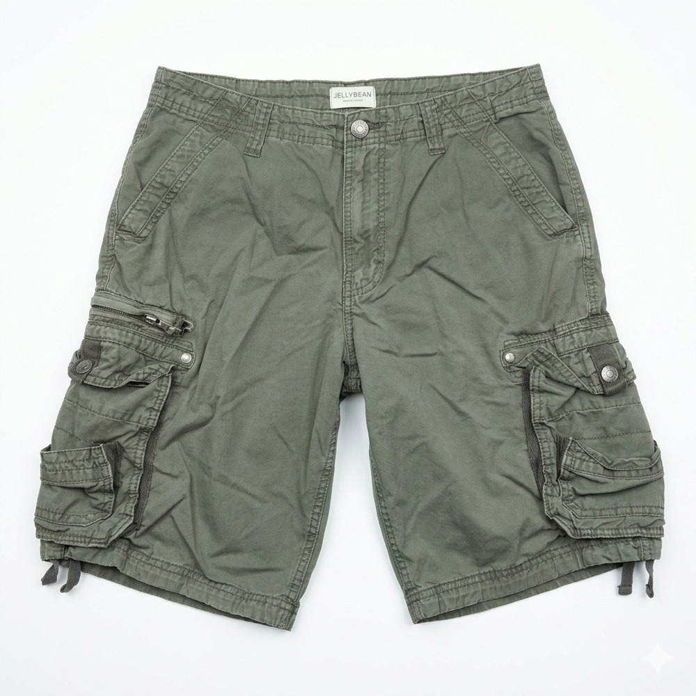 Free Planet Men's Cargo Shorts Size 32 Grey Cotton Utility Pockets NYC To Malibu